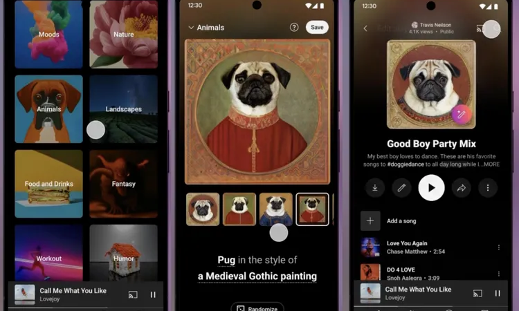 YouTube Music permitirá que usuários criem artes para playlists com recursos de IA