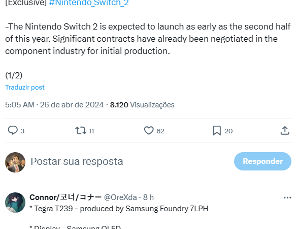 Nintendo Switch 2 pode chegar em 2024, mas versão OLED fica para depois